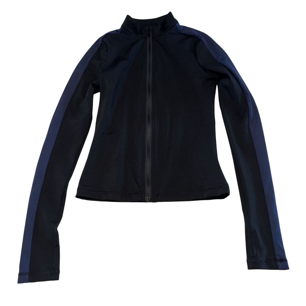 NWOT FORM Two Toned Navy Blue Black Full Zip Fitted Jacket Women's Small S